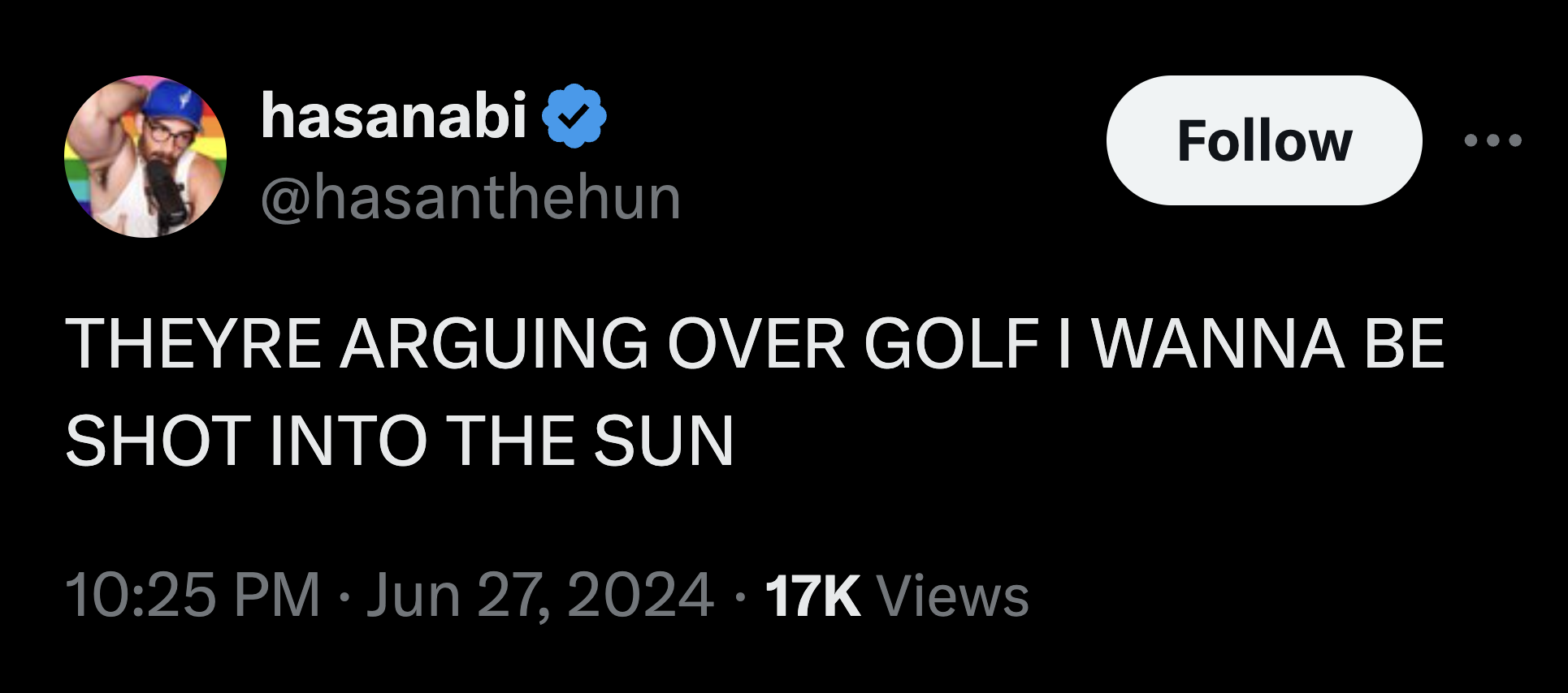 screenshot - hasanabi Theyre Arguing Over Golf I Wanna Be Shot Into The Sun 17K Views